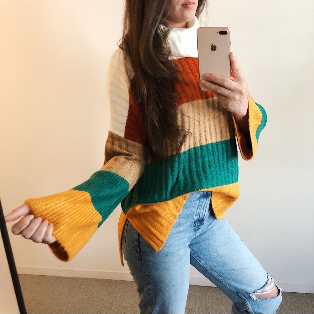 LAST ONE ✨MULTI COLOR-BLOCK VINTAGE SWEATER - Picture 3 of 6